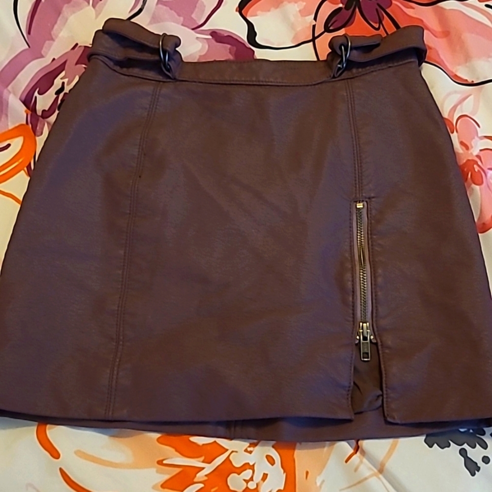 Free People Purple Artificial Leather Mini Skirt Size 0